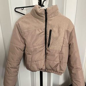 garage corduroy puffer jacket beige
